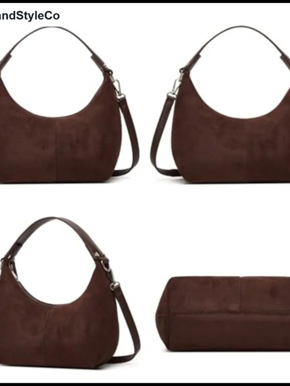 Suede Crescent Bag Slouchy Shoulder Handbag Retro Work Tote Underarm Purse
